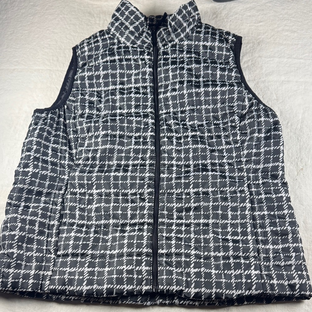 Rafaella Black and White Plaid Vest